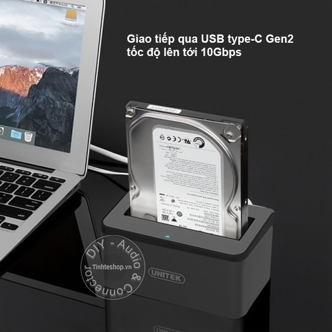HDD Docking station USB 3.1 type-C gen2 10Gbps sang SATA 6Gb Unitek Y-3605