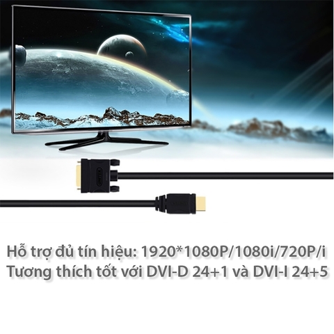 Cáp DVI sang HDMI 1080P Unitek 1.5M đến 30M - HDMI to DVI cable full HD 1080P