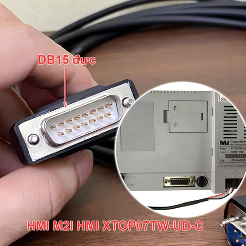 Cáp lập trình PLC RS422 DB9 sang DB15 cho màn hình HMI XTOP07TW với bộ điều khiển robot công nghiệp Dongbu Robot IMS-J-1000
