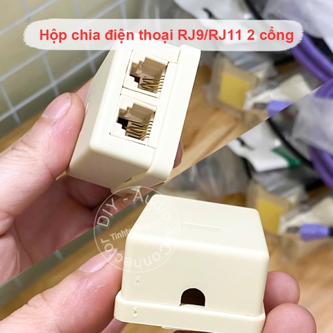 Hộp chia điện thoại bàn RJ11 RJ9 2 cổng - RJ11 Telephone Line Splitter Dual Telephone Line Splitter 1 to 2 Wall Jack Modular Converter for Home Office Fax Model Cordless Phone System