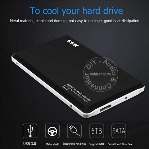 Box đọc ổ cứng 2.5 SATA III USB 3.0 SSK HE-V300 HDD box siêu mỏng 12.7mm