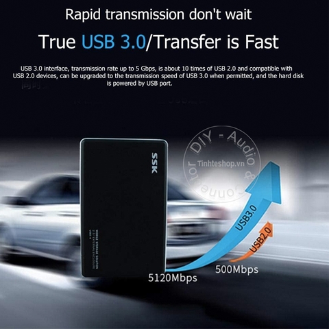 Box đọc ổ cứng 2.5 SATA III USB 3.0 SSK HE-V300 HDD box siêu mỏng 12.7mm