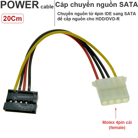 Dây nguồn 4pin IDE sang SATA 20Cm - Molex 4pin IDE female to SATA cable