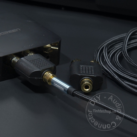 Jack 3.5 ra 2 AV nhân đồng mạ vàng 24K - 3.5mm female to 2 RCA male jack plug