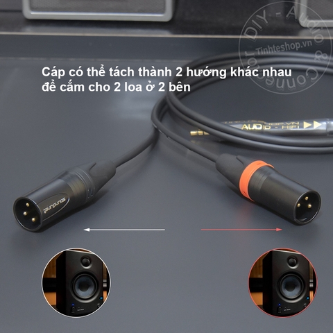 Dây 3.5 sang 2 đầu canon đực chuyển âm thanh từ Laptop Smartphone sang Loa kiểm âm Mixer - 3.5mm to 2 XLR male cable
