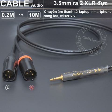 Dây 3.5 sang 2 đầu canon đực chuyển âm thanh từ Laptop Smartphone sang Loa kiểm âm Mixer - 3.5mm to 2 XLR male cable