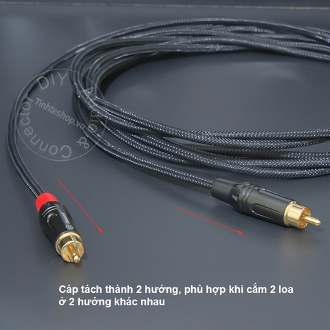 Dây 4.4 ra 2 đầu AV cắm cho 2 loa ở vị trí khác nhau - 4.4mm to 2 RCA balanced audio cable suitable for monitor speakers in 2 different positions