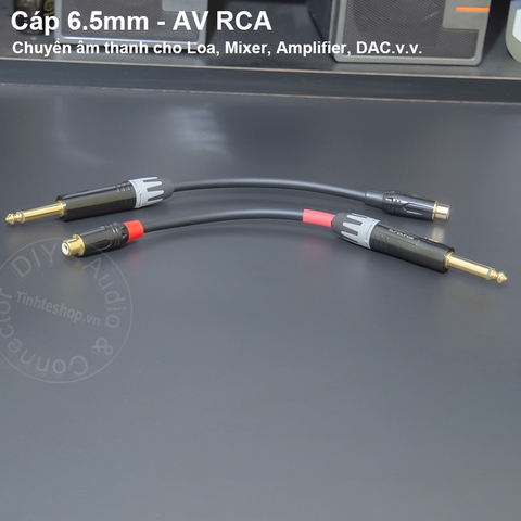 Dây jack AV đực sang 6 ly cái 15Cm - RCA male to 6.5mm female adapter