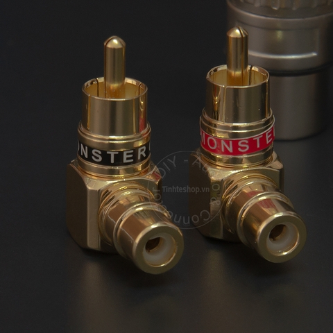 Jack RCA đực cái bẻ góc nhân đồng mạ vàng 24K 1 chiếc - RCA male to RCA female angles adapter