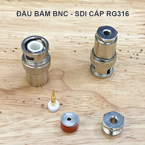 Đầu bấm BNC SDI cho cáp đồng trục RG316 - BNC SDI plug for RG316 micro coaxial cable