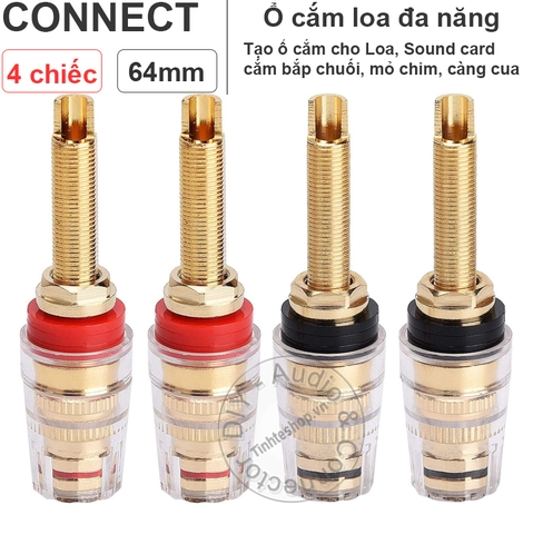 Cọc loa bắp chuối chuôi dài 4 chiếc - Banana plug socket connector