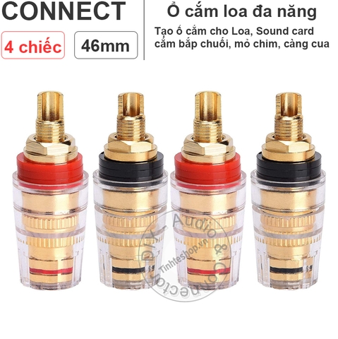 Cọc loa bắp chuối cỡ nhỏ chuôi dài 4 chiếc - Banana Terminal Binding Post Gold Plated Audio Cable Connector Amplifier Terminal Banana Speaker Plug Jack (Small-Long)