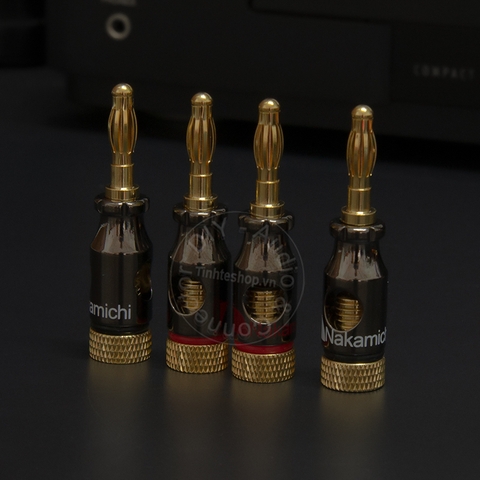 Jack loa bắp chuối đèn lồng 4 chiếc nhân đồng mạ vàng 24K - Cọc loa bắp chuối càng cua mỏ chim mở rộng loa treble