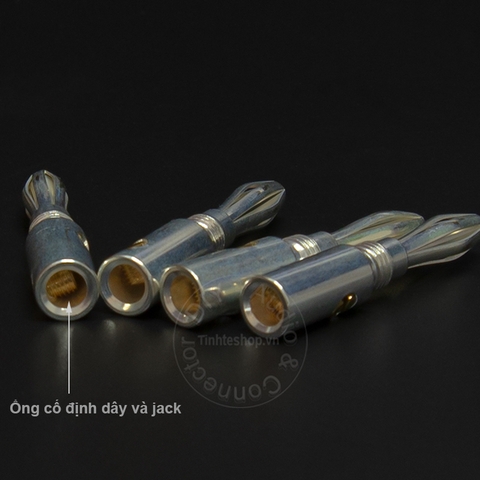 Jack bắp chuối mạ bạc nhân đồng loại mềm cắm cho Loa Âm ly 4 chiếc - Banana plug copper silver plated