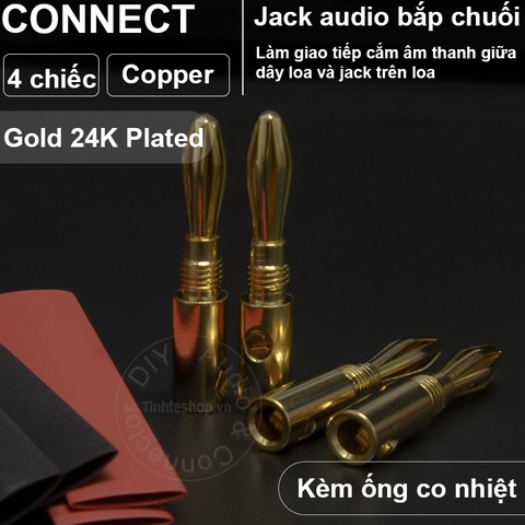 Jack bắp chuối mạ bạc nhân đồng loại mềm cắm cho Loa Âm ly 4 chiếc - Banana plug copper silver plated