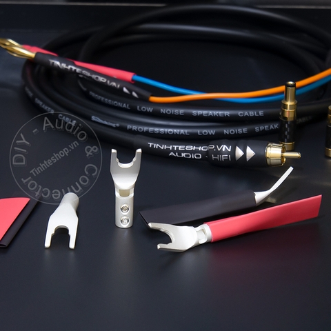 Jack càng cua đồng mạ bạc 4 chiếc - Silver-plated copper Y-type Speaker jack