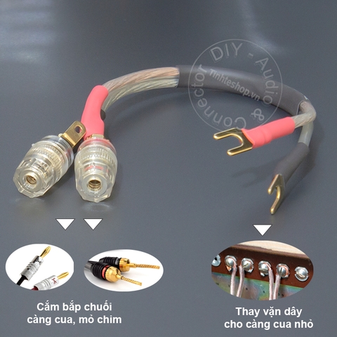 Càng cua sang bắp chuối 1 vế 0.1 đến 1 mét - DIY jack Y to banana socket