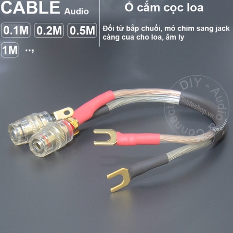 Càng cua sang bắp chuối 1 vế 0.1 đến 1 mét - DIY jack Y to banana socket
