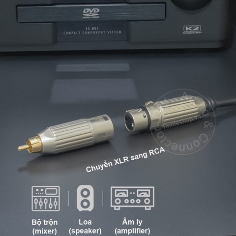 Jack canon sang AV đực DIY 2 chiếc - RCA male to XLR male adapter