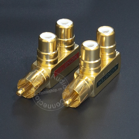 Rắc chia RCA 1 thành 2 nhân đồng mạ vàng 24K - RCA male to 2 RCA female