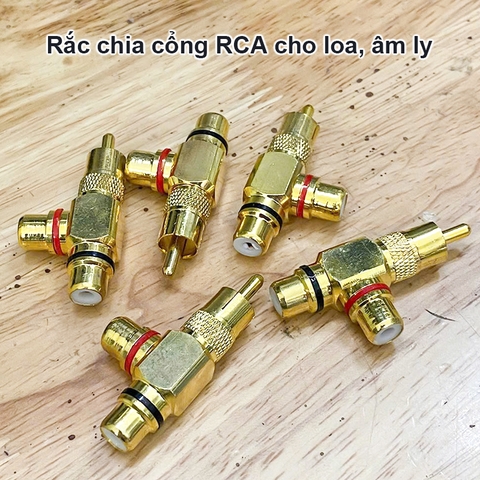 Rắc chia AV 1 thành 2 cắm cho 2 loa 2 âm ly - RCA splitter adapter