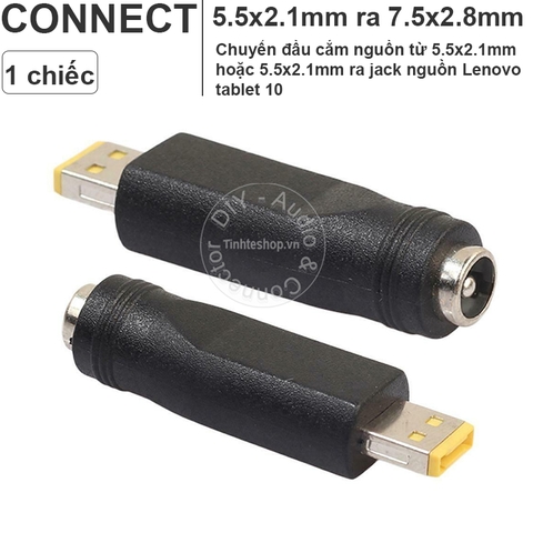Jack đổi từ chân tròn sang chân dẹt Lenovo Tablet 10 - 5.5x2.1mm sang 7.5x2.8mm Lenovo ThinkPad 10 Helix 2