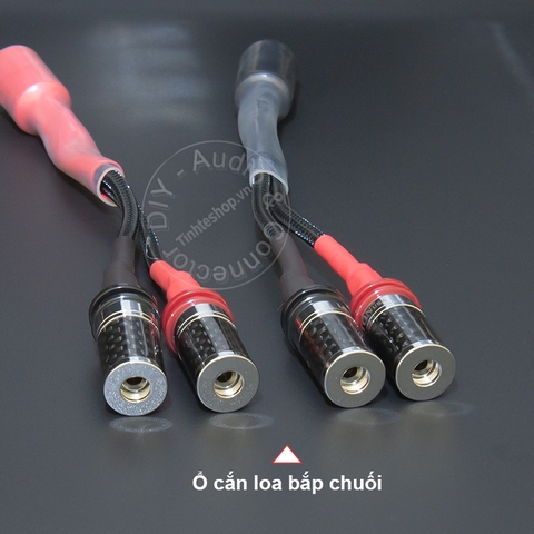Jack loa tròn dẹt sang bắp chuối Âm ly Châu Âu 1 vế - Din 2pin to homemade banana speaker socket with 5N silver-plated copper core on one side