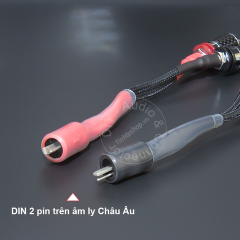 Jack loa tròn dẹt sang bắp chuối Âm ly Châu Âu 1 vế - Din 2pin to homemade banana speaker socket with 5N silver-plated copper core on one side