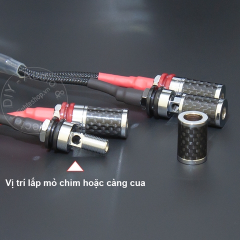 Jack loa tròn dẹt sang bắp chuối Âm ly Châu Âu 1 vế - Din 2pin to homemade banana speaker socket with 5N silver-plated copper core on one side