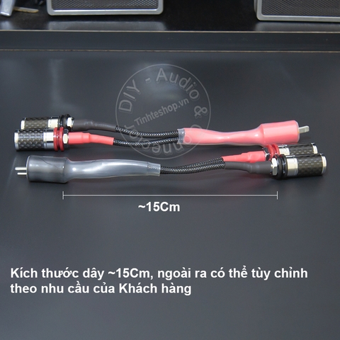 Jack loa tròn dẹt sang bắp chuối Âm ly Châu Âu 1 vế - Din 2pin to homemade banana speaker socket with 5N silver-plated copper core on one side