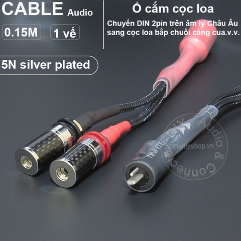 Jack loa tròn dẹt sang bắp chuối Âm ly Châu Âu 1 vế - Din 2pin to homemade banana speaker socket with 5N silver-plated copper core on one side