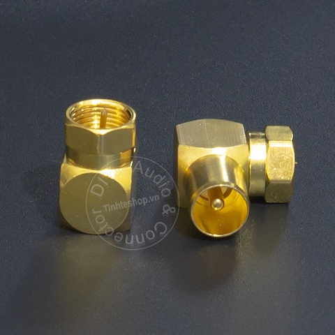 Jack anten TV clear key - Đầu đổi F5 đực sang TV 9.5mm đực bẻ góc