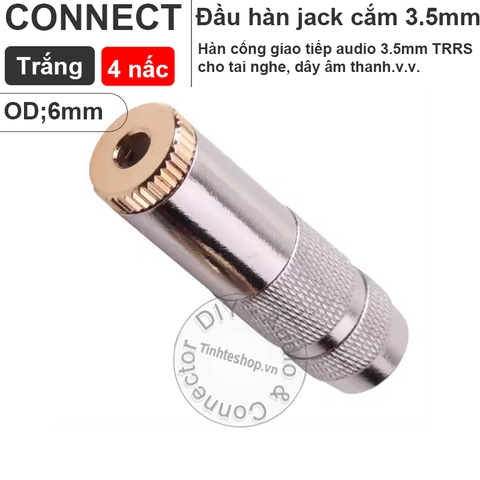 Jack 3.5 cái 4 nấc TRRS OD6mm - 3.5mm 4-pole 24K gold-plated female audio jack