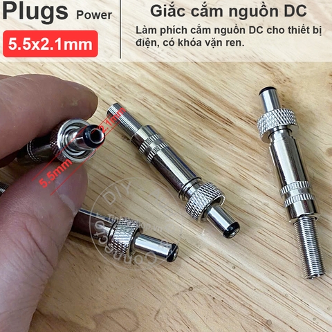 Rắc nguồn DC 5.5x2.1mm khóa vặn ren