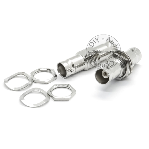 Đầu nối BNC 2 cổng cái chốt ngăn gắn cố định vào thanh ray bảng điều khiển - Panel mount BNC female to BNC female adapter