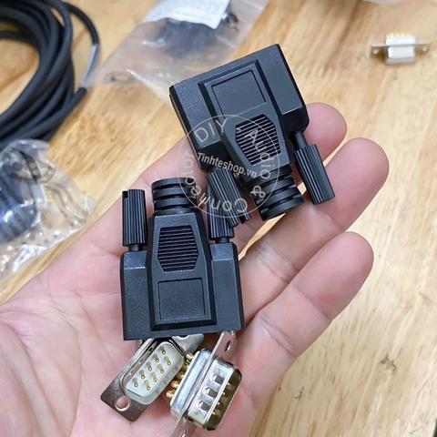 Jack DB9 mạ vàng kèm vỏ nhựa - RS232 DB9 male connector
