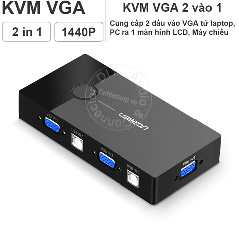 KVM VGA 2 port switch Ugreen 30357 - Bộ gộp cổng VGA 2 vào 1