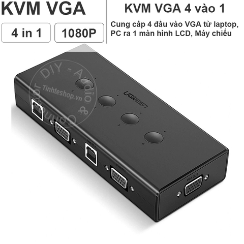 KVM VGA 4 port switch Ugreen 50280  - Bộ gộp cổng VGA 4 vào 1