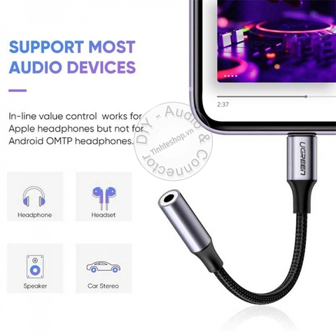 3.5 to lightning MFI Ugreen 30756 - Cáp tai phone cho iPhone iPad