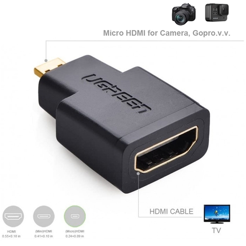 Đầu đổi micro HD sang HDMI Ugreen 20106 - Micro HDMI to HDMI female adapter