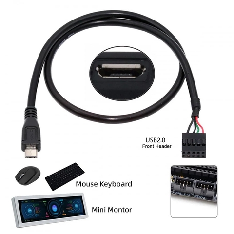 9 Pin USB Motherboard Female Header to Micro USB - Cáp chuyển IDC 2.54 9pin USB 2.0 sang micro USB