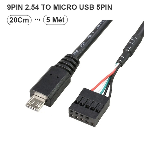 9 Pin USB Motherboard Female Header to Micro USB - Cáp chuyển IDC 2.54 9pin USB 2.0 sang micro USB