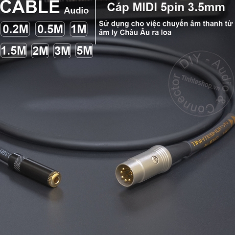 Dây DIN 5 chân sang 3.5mm cái chuyển âm thanh từ Âm ly Châu Âu sang Tai nghe Loa