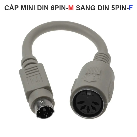 PS2 Keyboard to AT Converter - 6 pin Mini Din F to 5 pin Male - Dây mini DIN 5pin cái sang DIN 5pin đực