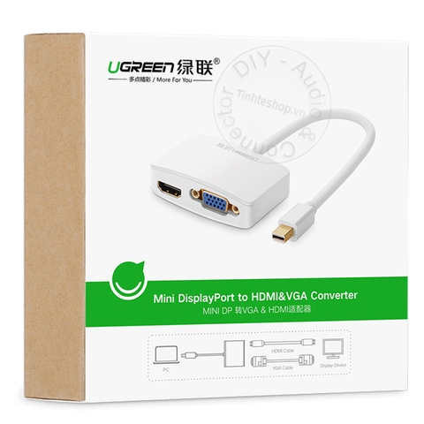 Bộ chuyển Mini displayport ra VGA và HDMI 1080P Ugreen MD108 10427 - Thunderbolt 2 to HDMI + VGA