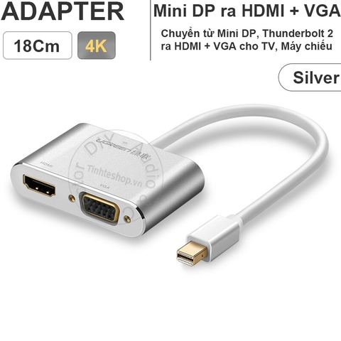 Mini displayport sang VGA và HDMI 4K Ugreen MD115 20422 - Thunderbolt 2 to HDMI + VGA