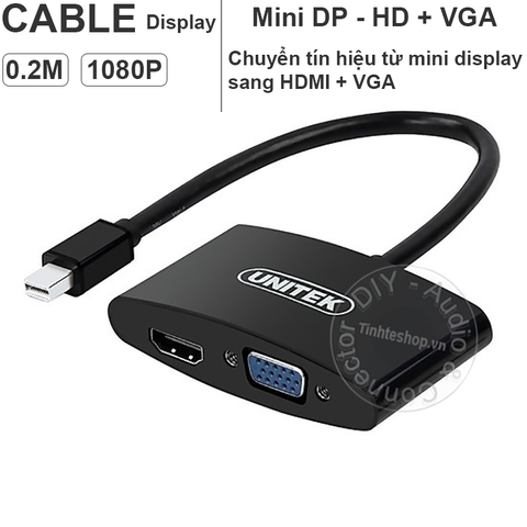 Cáp chuyển Mini Displayport sang HDMI VGA 20Cm Unitek Y-6328