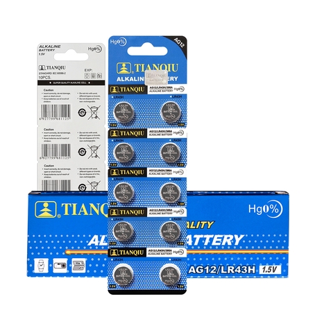 Pin LR43 SR43 386A V386 G12 AG12 1132SO 1133SO L1142 S1142 186 386 226 260 280 301 548 GS12 RW34 RW44 Tianqiu - 1 vỉ 10 viên