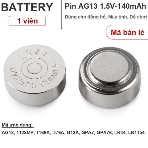 PIN AG13 1128MP 1166A D76A G13A GPA7 GPA76 LR44 LR1154 Tianqiu 1.5V - 1 vỉ 10 viên