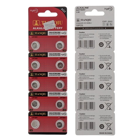 PIN AG2 LR726 LR59 SR726W SR726SW SR59 397 396 GP96A 196 Tianqiu 1.55V - 1 vỉ 10 viên - 1 vỉ 10 viên